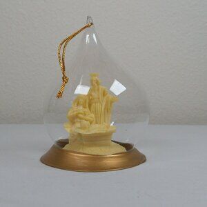Glass Globe Nativity Christmas Ornament Holy Family Religious Christiam KW 4.75"